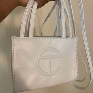 White mini telfar bag